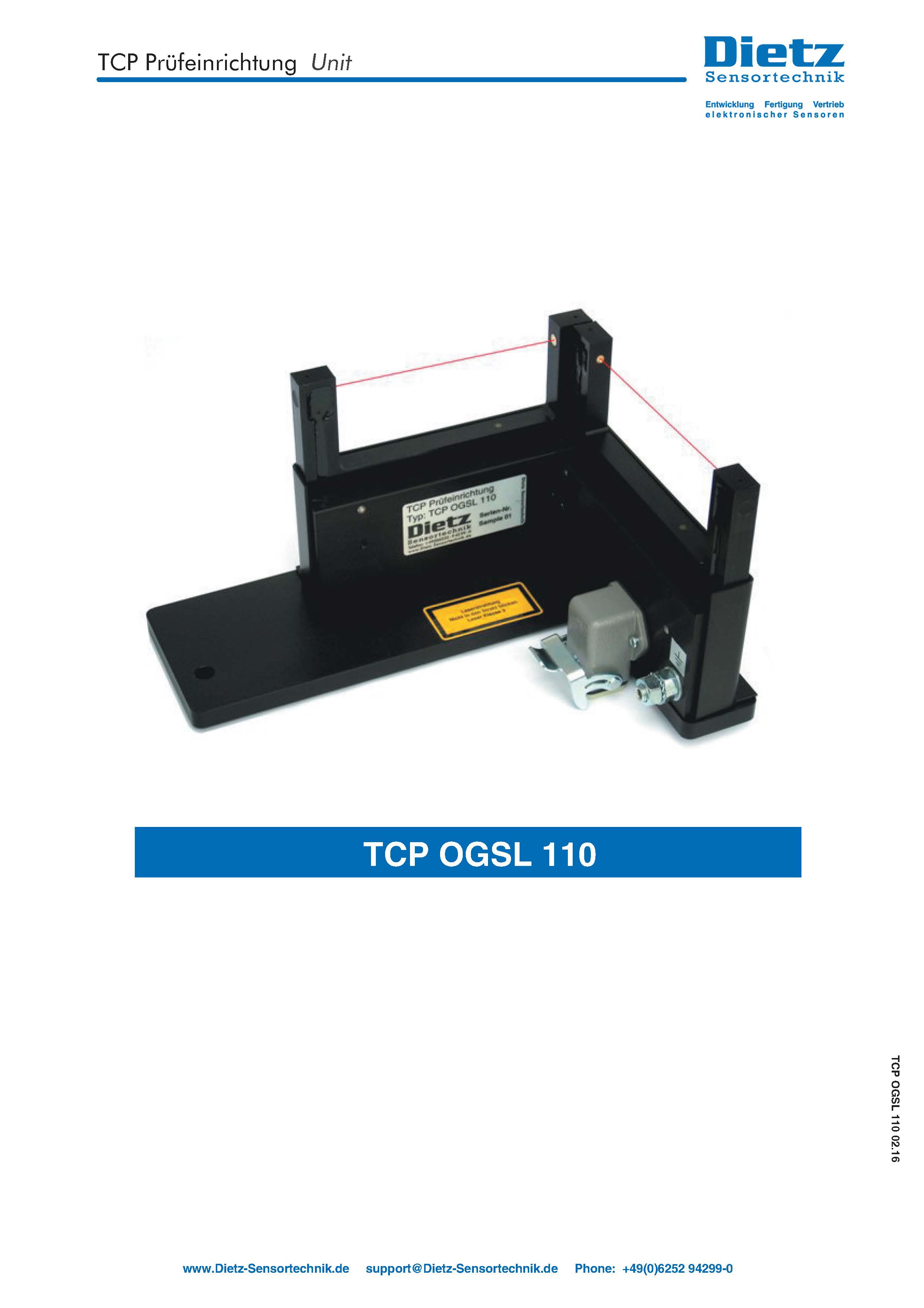 TCP Laser center unit  type OGSL 110 short overview
